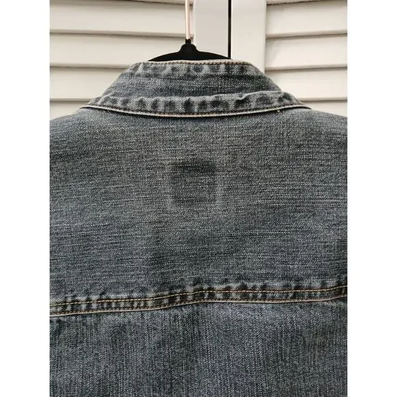 FC French Cuff Denim Jean Jacket w/ Pockets Buttoned Down M - Picture 9 of 9